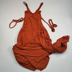 Tricia Fix Boho Flowy Sleeveless Maxi Dress Womens Size XS Belted Beads